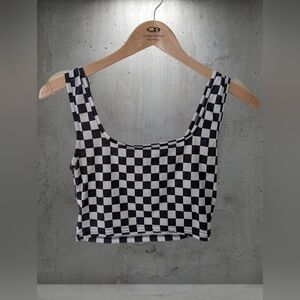 SHEIN Black & White Checkerboard Crop Tank